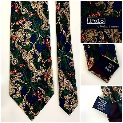 Polo Ralph Lauren Blue Label 100% Silk Ancient Madder Raisin Paisley Silk Tie • $69