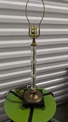 Vtg  Chapman Faux Bamboo Glass Brass Lamp • $235