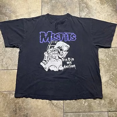 VINTAGE Misfits Black Band Tee Shirt XL Men Music Horror Punk Metal Thrashed • $84