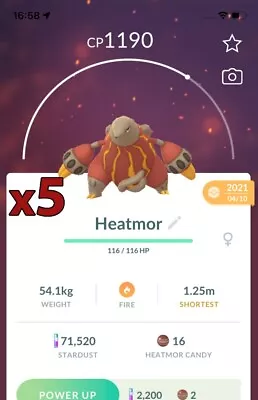 Pokemon TRADE - 5x Heatmor Trade !! Good Chance Of Lucky And Good IVs !! • $2