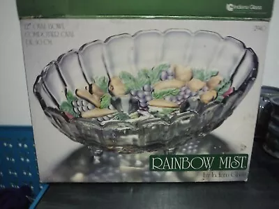 Indiana Glass Rainbow Mist 12  Oval Bowl #2940 Original Box • $18.50