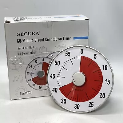 Secura RED 7.5-Inch Oversize Visual Countdown Timer 60-Minute Kitchen Workout • $21.99