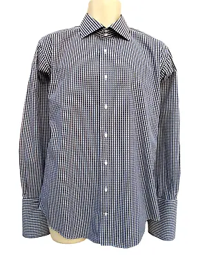 Baumler - Mens Shirt Size 16.5  Collar - Double Cuff - Black & White Check • $6.83