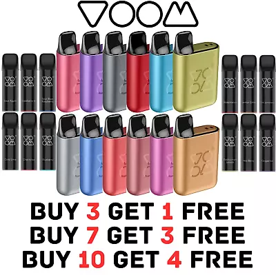 Voom Pod Kit Rechargeable Vape Pen 600puff Disposable Replacement Eliquid Pack 2 • £5.84