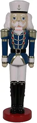 Captain Nutcracker 44 Inch Tall Standing Sculpture With Plush Fabric Hair • $199.95