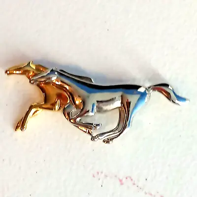 Liz Claiborne Wild Mustang Running Horses Brooch Gold & Silver Tone Pin Signed  • $10