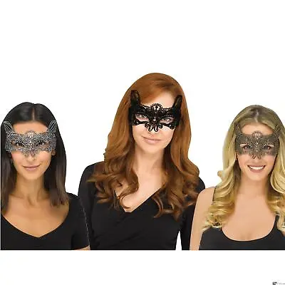 Fun World Halloween Gothic Lace Cat Costume Venetian Mask One-Size • $6.52