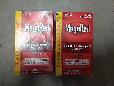 Lot Of 2 Boxes Schiff MegaRed Omega-3 Krill Oil Softgels -120 Count • $35.55
