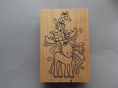 STAMPENDOUS RUBBER STAMPS PEN PATTERN MOOSE NEW Wood STAMP • $12.95