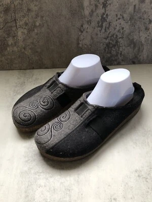 Haflinger Sz 41 Slipper Womens MAGIC Swirl Gray Black Wool Mule Clogs Shoes • £47.25