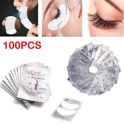 £2.99 • Buy 100 Pairs Eyelash Extension Under Gel Eye Pads Salon Lint Free Patches Make-Up #