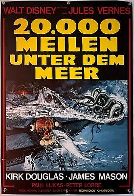 20000 LEAGUES UNDER THE SEA Original Vintage 1 Sheet Movie Poster Rolled RR 1976 • £97.26