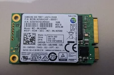 SAMSUNG SSD MSATA PM871 256GB MZ-MLN256D SSD For Dell Lenovo Laptop • £40