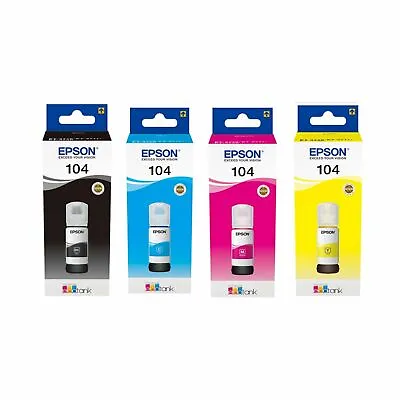 Epson 104 C/M/Y/K EcoTank Original Ink Bottles For ET-2840 ET-2820 ET-2830 LOT • £14.41