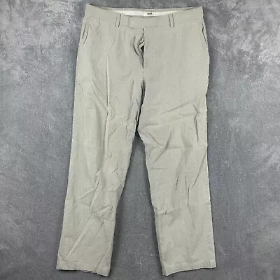 Hugo Boss Pants Mens 36 Chuck Pinstriped Wide Leg Slacks Trousers Casual Khaki • $28.93