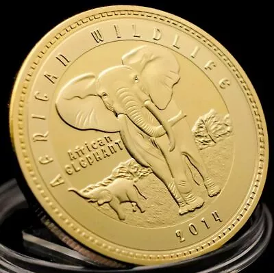 Zambia 1000 Kwacha 2014 UNC African Elephant Africa Wildlife Gold Plated Coin • $6.90