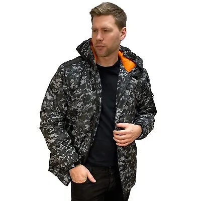 Mens Padded Coat Winter Infiltrator Goggle Camo/BLK Hooded Location Jacket Warm • $31.67