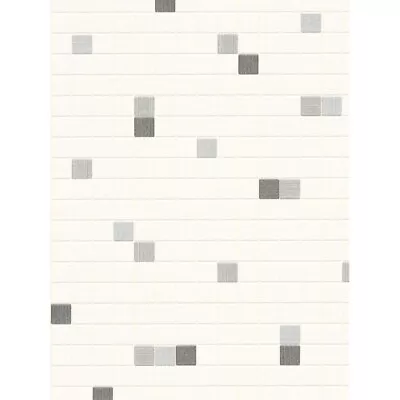 Backsplash Fleece Mosaic 3/4  Tile W/ Black Silver Grey Tile Wallpaper 6077-44 • $25.38