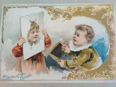 1892 McLaughlin's Coffee Trade Card Two Children Drawing Smiling • $22.77