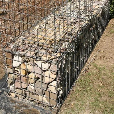 Gabion Stone Basket Wall Garden Wire Cage Fench Galvanized Steel 100x30x30cm/4mm • £26.99