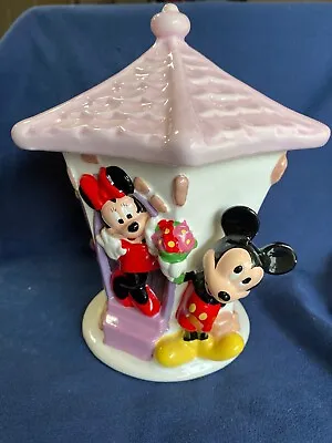 Vintage Mickey & Minnie Flower Vase With Lid Teleflora Gift Flowers From Mickey • $27.95