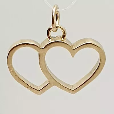 Cute 9ct Double Open Heart Plain Yellow Gold 375 Pendant/Charm Full Hallmarked  • £85