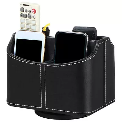 Leather Remote Control Holder 360 Degree Spinning Desk TV Remote Caddy Organizer • $33.99