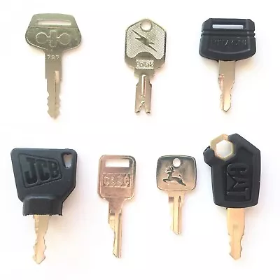 7 Pc OEM Logo Heavy Equipment Key Set CAT Case Deere Hitachi JCB Pollak Komatsu • $19.95