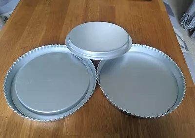 2x Vintage Quiche/Flan Aluminium Fluted Baking Tin Loose Base & Sponge Insert • £11.95