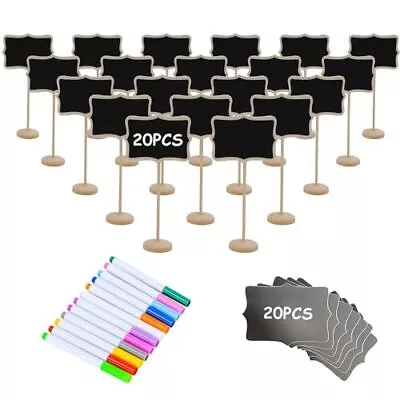 20PCS Wood Mini Chalkboard Sign And Replacement Stickers Food Labels For  • $20.94