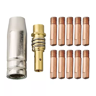 High Quality Contact Tips Kit 12 Pcs MB15 MIG Welding Nozzle Shroud 0 81 Mm • £8.81
