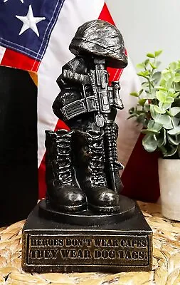 Honoring The Fallen Military Soldier's Boots Helmet & Rifle Statue 8 Inch • $24.99