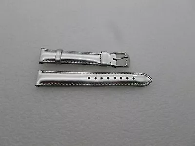 Genuine Michele 16 Mm  Metallic Silver Patent Watch Band Strap Pre-Owned • $17.77