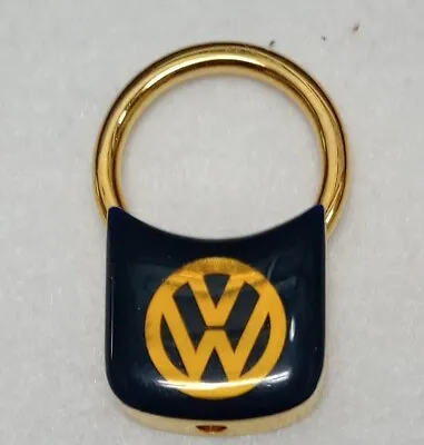 Vintage 1999 Goldtone /Black Volkswagon Logo Rare Padlock Style Keyring Key Fob • $19.99