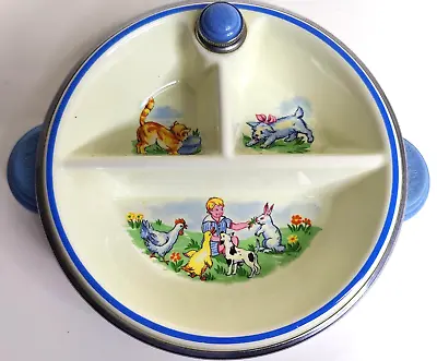 Vintage Baby Child's Food Divided Warming Plate Hot Water 7  • £28.50