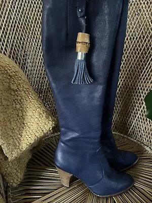 Cowboy Boots Women’s  6 Leather Blue Knee High Boot • £43.42