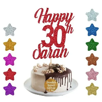 $9.85 • Buy Personalised Happy  Birthday Cake Topper Any Name Any Age 10th 20th 30th 40th
