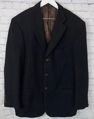 IBIZA Mens' Brown Black Striped Blazer 100% Wool Jacket Size 42R • $24.99
