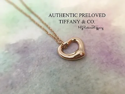 Mint Tiffany & Co Elsa Peretti Open Heart Rose Gold Mini 11mm 750 18k Necklace • $759