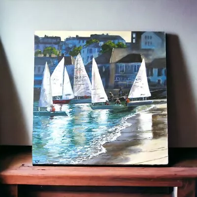 Sailboats Ceramic Picture Tile Judith Yates Nautical Seascape Art Coastal Decor • £24.95