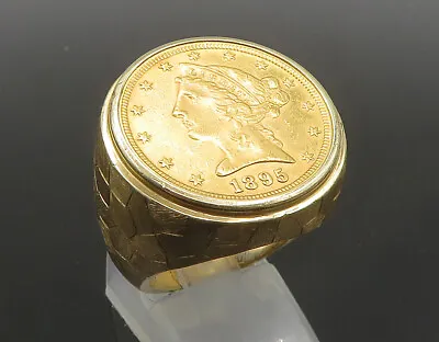 22k & 14K GOLD - Vintage Heavy 5 Dollar United States Coin Ring Sz 7.5 - GR246 • $2391.16