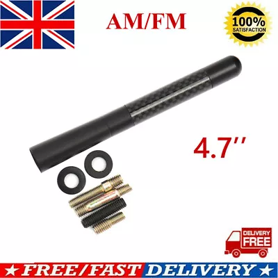 1x Car Bee-Sting Stubby Short Carbon+Black Aerial Ariel Arial Mast Antenna FM-AM • £2.88