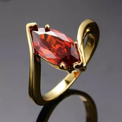 2Ct Marquise Cut Lab-Created Garnet Women Engagement Ring 14k Yellow Gold Plated • $89.99