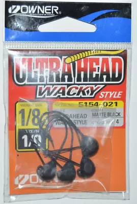 Owner Ultra Head Wacky Style 1/0 Hook Weedless 1/8oz 5154-021 Matte Black • $4.95