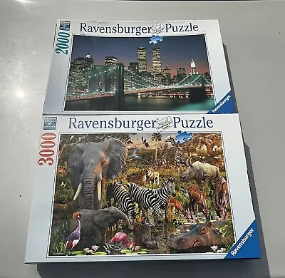 Ravensburger Jigsaw Puzzles NEW YORK/ AFRICAN ANIMALS 2000/3000 Pieces Lot Of 2 • $19.99