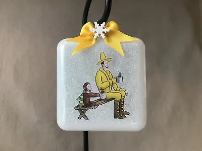 Curious George & The Man In Yellow Hat Shaped Glass Ornament~Handmade In USA~New • $11.99