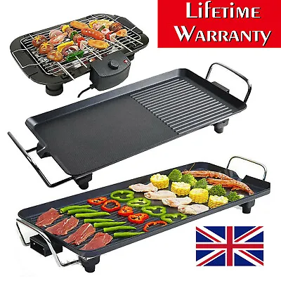 Electric Teppanyaki Table Top Griddle BBQ Hot Plate Barbecue Grill Pan 3 Size • £34.01