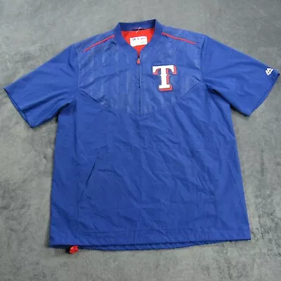 Texas Rangers Jacket Mens Medium Blue 1/2 Zip Pullover Embroidered MLB Majestic • $37.99