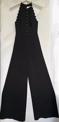 ZIMMERMANN Scalloped Edged Black Sleeveless Wide-Leg Jumpsuit • $139