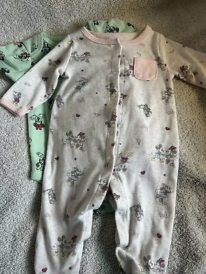 Disney Minnie Mouse Onsies & Romper Bundle Sz: O/3 Mnths Green/light Pink-Gray • $10.87